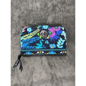 Vintage Vera Bradley Turnlock Wallet in the retired "Midnight Blues" pattern